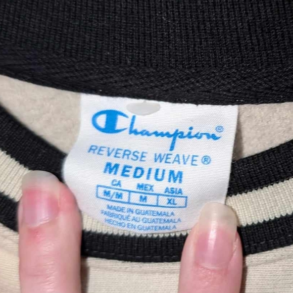 Champion vintage cream/black reverse weave crewneck sweatshirt size medium - Picture 3 of 4